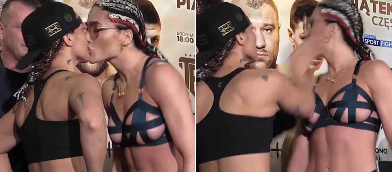 Ημίγυμνη μποξέρ φυλάει την αντίπαλο και τρώει χαστούκι (βίντεο)